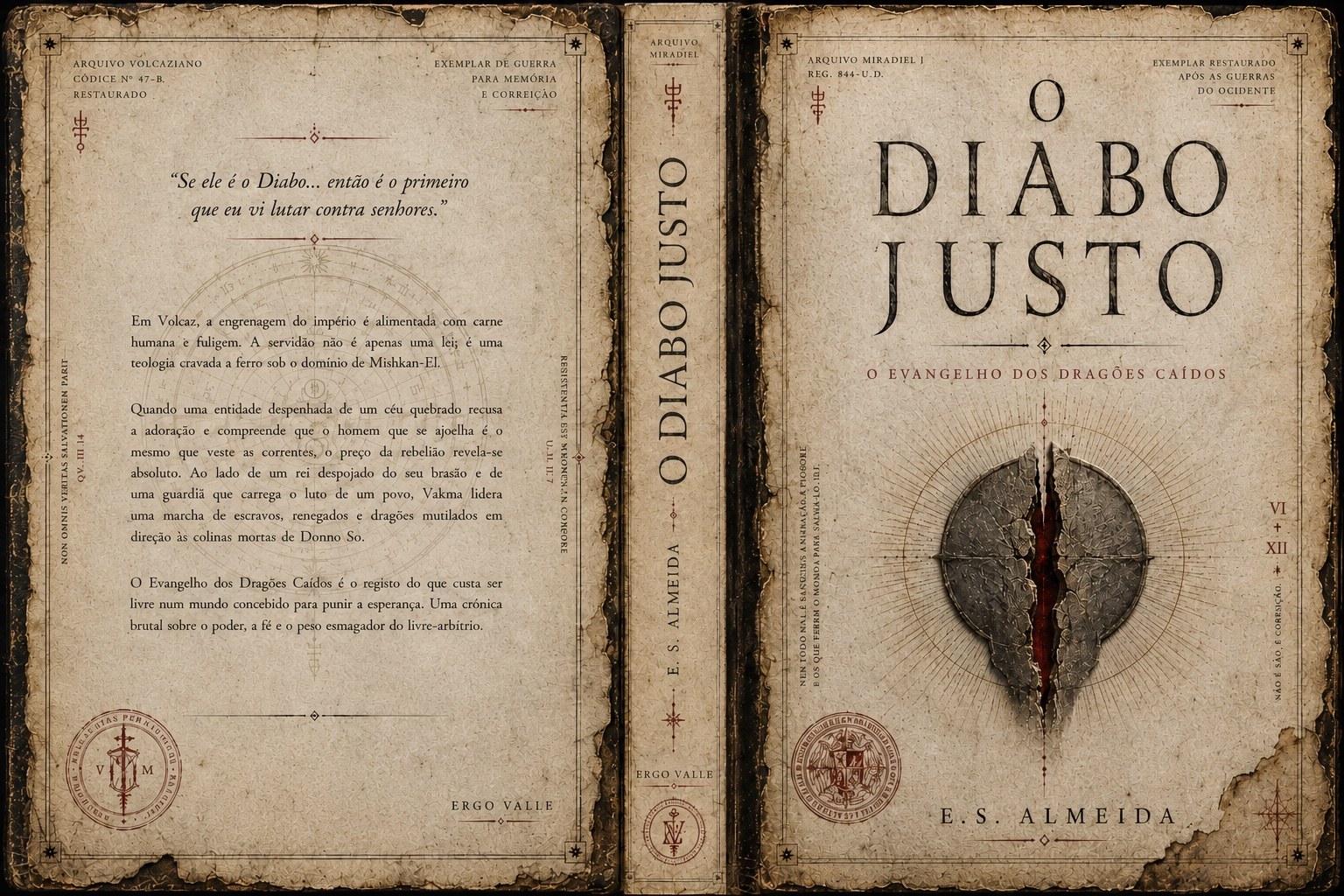 Capa completa, contracapa e lombada de O Diabo Justo